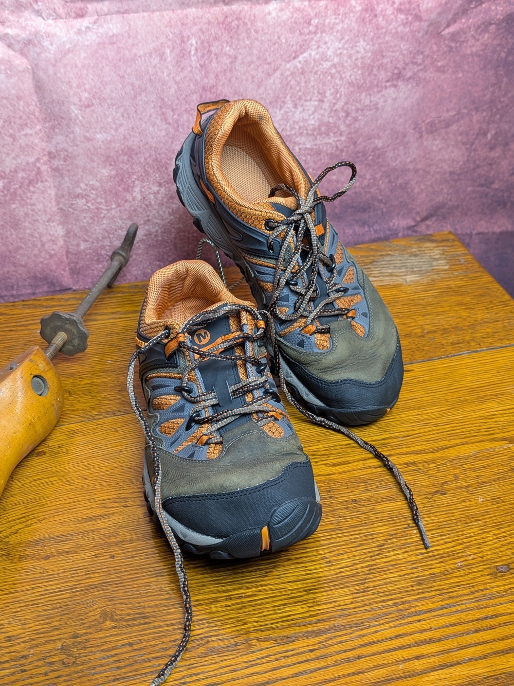 Merrell All Out Blaze Men’s 9.5 Hiking Trail Shoes Vibram Olive Orange